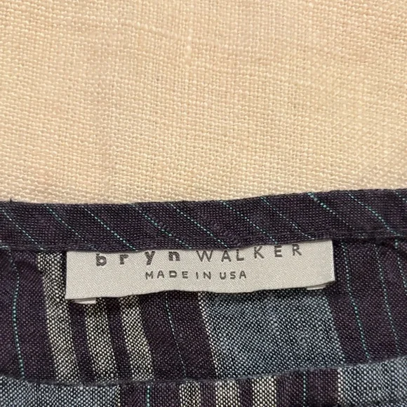 bryn Walker Navy and Gray Striped Blouse - Picture 7 of 9